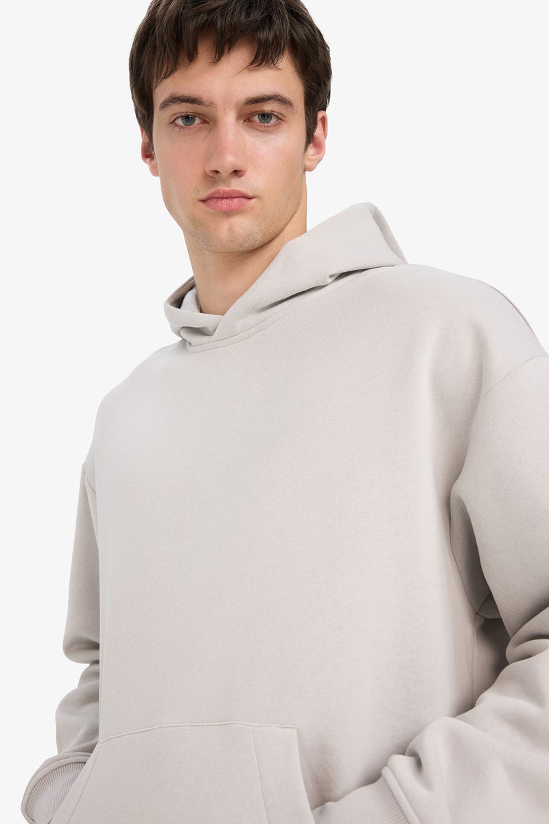 DeFacto Grey Man Oversize Fit Long Sleeve Hoodie Casual - Image 3